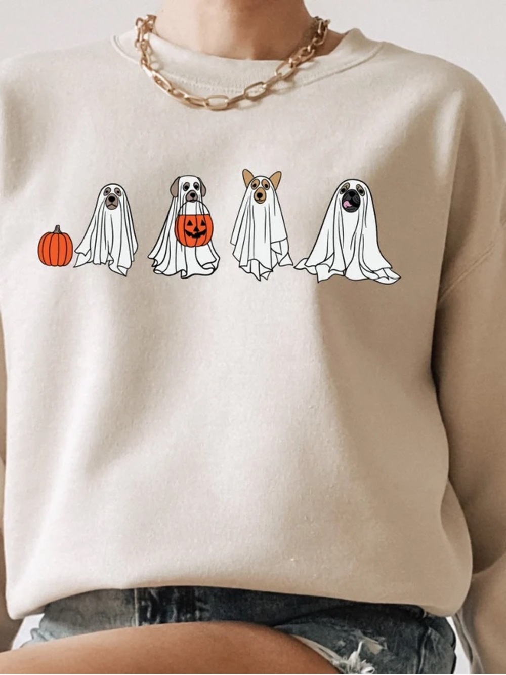 Cute Ghost Dogs Halloween Sweatshirt